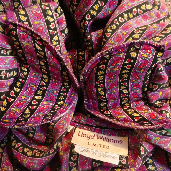 SiLK Lloyd Williams Limited Saks Blouse Pure Silk Secretary Neck Tie Bow M - Picture 7 of 8